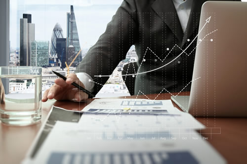 Investor making calculations