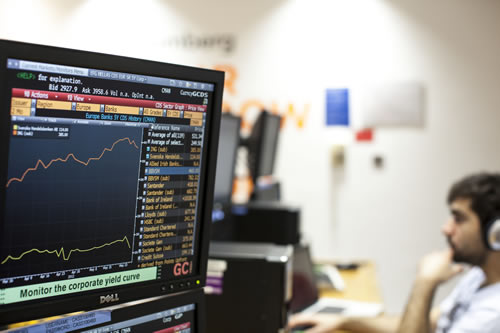 Financial graph on a screen