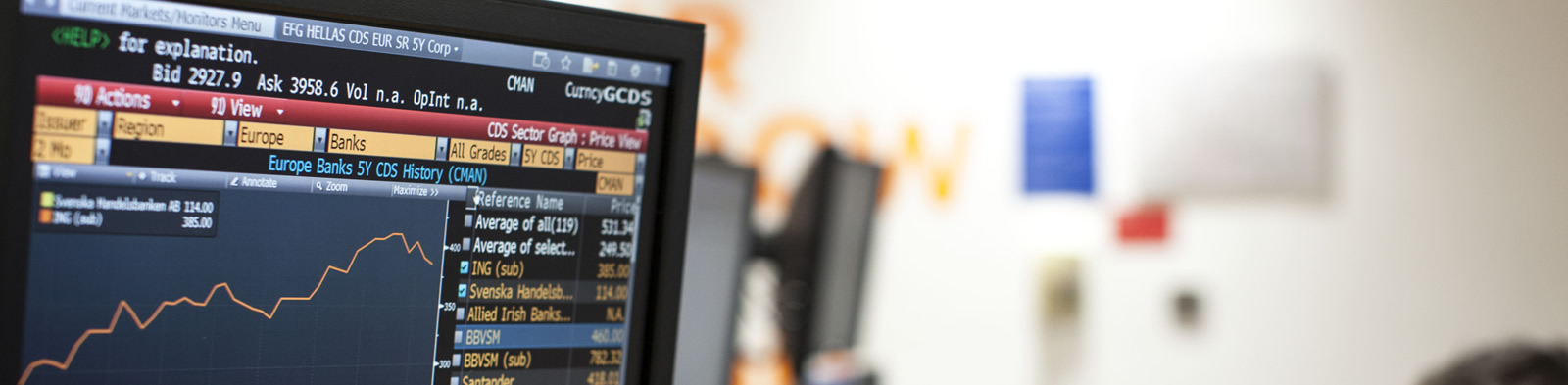Financial graph on a screen